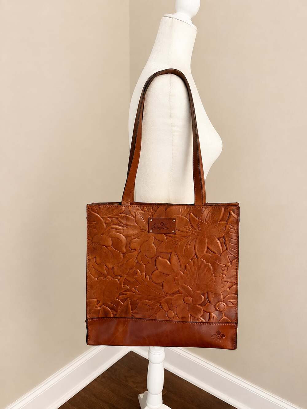 Patricia Nash Leather North/South Tote - Viana Brown Tooled